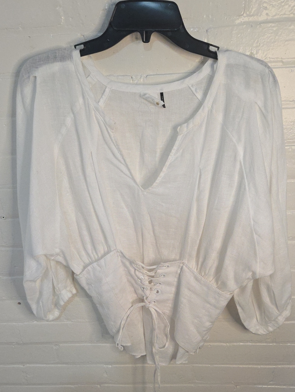 White Lace-Up Corset Tunic Top - Women's Lightweight Blouse